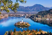 Slovenia: Idyllic Island with Mountains as Backdrop