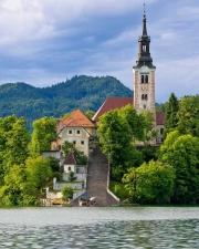 Slovenia: Lake and Castle in Idyllic Landscape