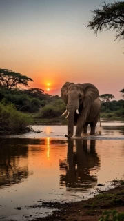 Majestic Elephant in the South African Sunset