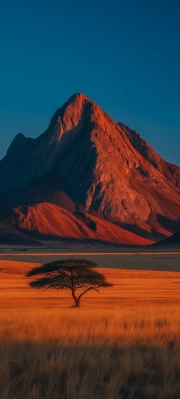 South African Grandeur: Mountain and Lone Tree at Sunset