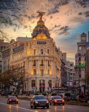 Madrid at Night: Lights of Metropolis and Audi in Spain