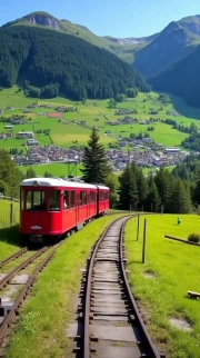 Scandinavian Magic: Red Train in the Emerald Hills of Sweden