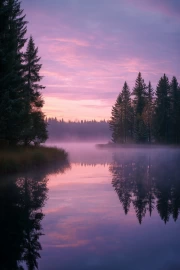 Sweden's Twilight Forests: Pink Skies and Misty Landscapes