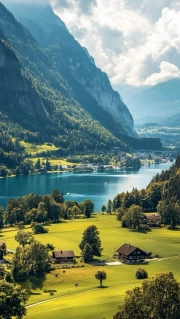 Swiss Idyll: Mountains, Lake and Meadows