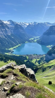 Swiss Idyll: Mountain Landscape and Mirror Lake