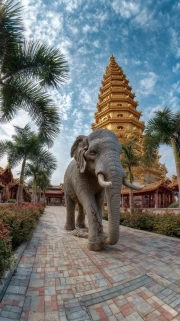 Golden Pagoda and Elephant: Symbols of Thailand
