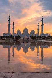 Sunset Glow of the Mosque: The Spirit of the United Arab Emirates