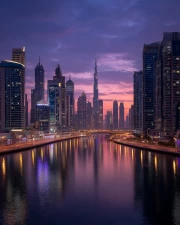 UAE Skyscraper Evening Symphony: Modernity and Sophistication