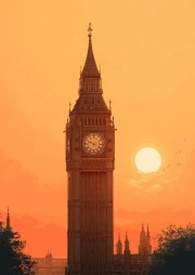 Big Ben Silhouette at Sunset: Britain in the Lights