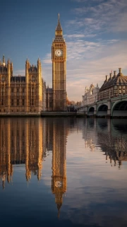 Evening London: Reflection in the Thames – The Charm of Great Britain