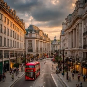 The Red Bus in the Heart of London: Urban Elegance in Britain