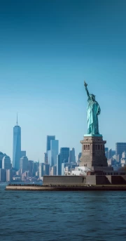 Statue of Liberty and New York Cityscape, USA
