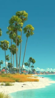 Florida's Tropical Paradise: Palm Trees and Azure Waters