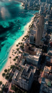 Florida's Tropical Ocean: Palm Trees and Urban Charm