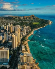 Honolulu Skyline and the Majesty of Diamond Head, Hawaii, USA