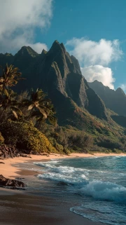 Hawaiian Tropical Idyll: Mountains and Waves