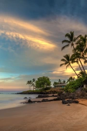 Sunset Paradise: Hawaii, USA - Palms and Whisper of Waves