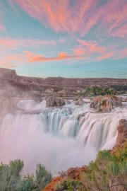 Sunset over Shoshone Falls: Natural Wonder of Idaho, USA