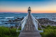 Sunset Lighthouse: Nature's Tranquility in Maine, USA