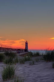 Sunset over Michigan Lighthouse: Natural Beauty of the USA