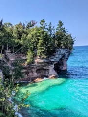 Turquoise Waters and Rocky Shores of Michigan, USA