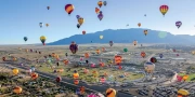 Hot Air Balloons Over New Mexico Landscapes, USA