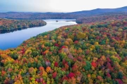 Vermont Autumn Forest: Nature's Reflection in US Waters