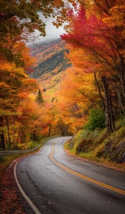 Vermont Autumn Road: Crimson Woods USA