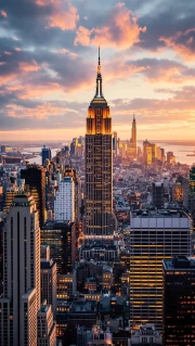 Sunset Over New York: Evening Cityscape USA