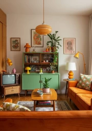 Warmth of Retro Living Room: Cozy Interior