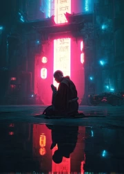 Neon Meditation: Lights of Cyberpunk Metropolis