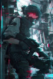 Neon Warrior: Ready for Digital Battle in the Cyberpunk World