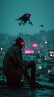 Neon Wanderer: Cyberpunk City of Drones