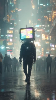 Neon Drifter: The Face of the Screen in the World of Cyberpunk