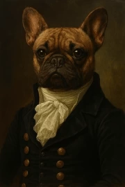 Bulldog in Period Costume: Dark Academia Elegance