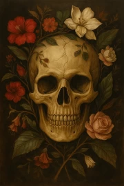 Skull and Flowers: Dark Academia Aesthetics