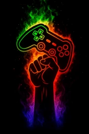 Energy Gaming: Controller in Raised Hand