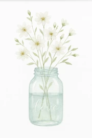 Delicate Flowers in a Jar: Atmosphere of Love and Tranquility