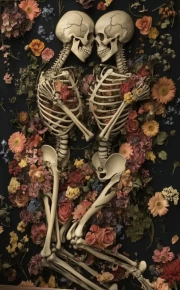 Gothic Love: Skeletons in Flowers