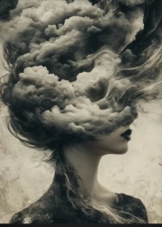 Misty Gothic: Female Figure in the Clouds