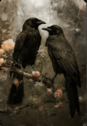 Gothic Crows and Mysterious Flowers