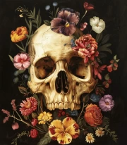 Gothic Skull in Flowers: Mystery and Beauty