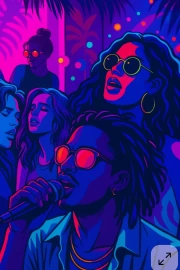 Hipster Night Club: Bright Colors and Music