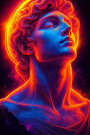 Neon Hipster: Mysterious Figure in Avant-Garde Style