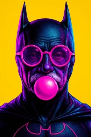 Superhero in Glasses with Chewing Gum: Humorous Accent