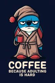 Morning Coffee and Humor: Funny Character in a Bathrobe