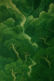 Green Forest of Tranquility: Japanese Minimalist Harmony
