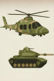 Military Glory: Tank and Helicopter in Camouflage for Military Veterans Fans
