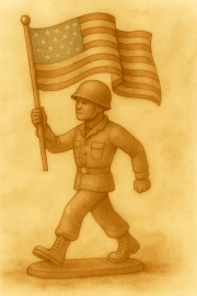Strength and Honor: Soldier with a Banner - Military Veterans