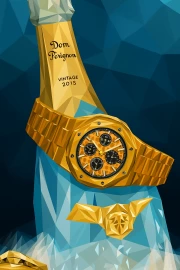 Luxury Time: Gold Watches and Champagne